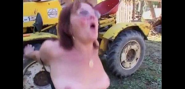  Redhead granny fucked in the back yard